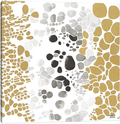 Speckled Trio III Canvas Art Print - Black, White & Gold Art