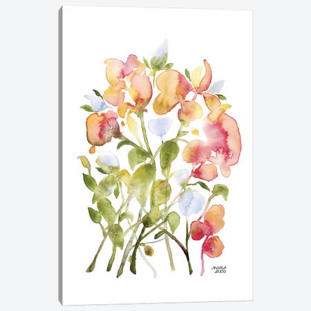 Blue and Pink Florals Canvas Print #ABI4} by Andrea Bijou Canvas Wall Art