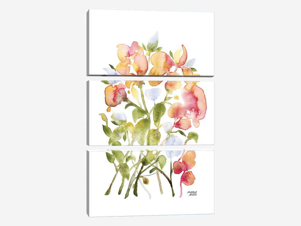 Blue and Pink Florals by Andrea Bijou 3-piece Canvas Print