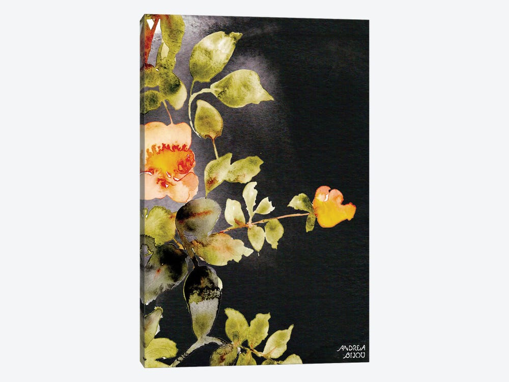 Roses on Black 1-piece Canvas Art