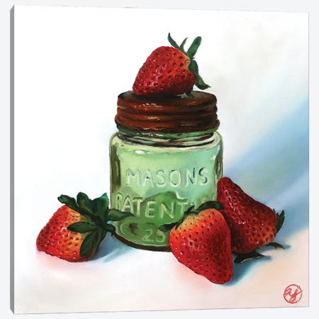Green Half Pint Strawberries Canvas Print #ABJ10} by Abra Johnson Canvas Print