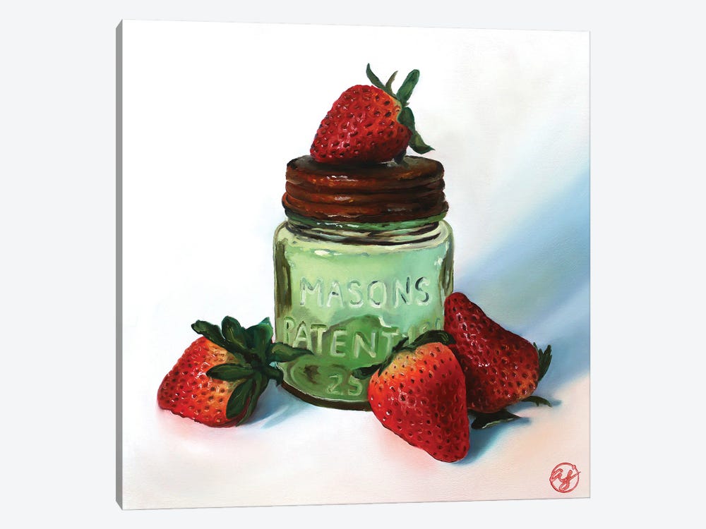 Green Half Pint Strawberries by Abra Johnson 1-piece Canvas Art Print