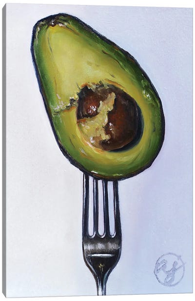 Put A Fork In It - Avocado Canvas Art Print - Kitchen Equipment & Utensil Art