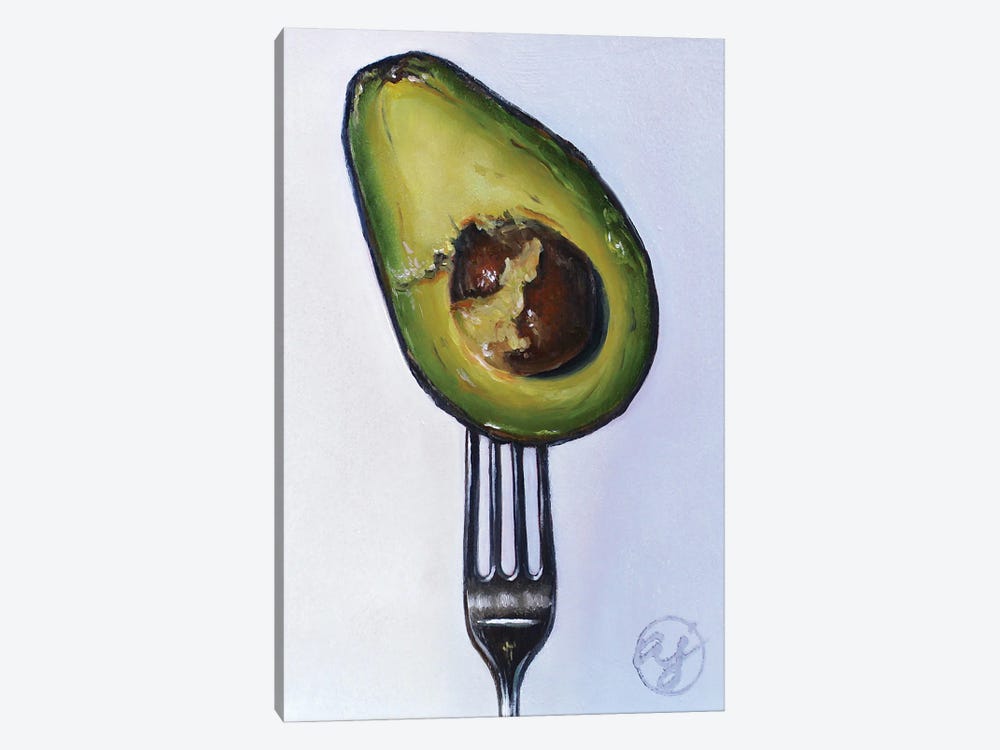 Put A Fork In It - Avocado by Abra Johnson 1-piece Canvas Wall Art