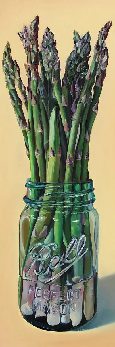 Ball Jar Asparagus by Abra Johnson framed canvas print