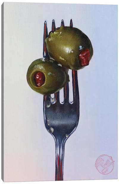 Put A Fork In It - Olive III Canvas Art Print - Kitchen Equipment & Utensil Art