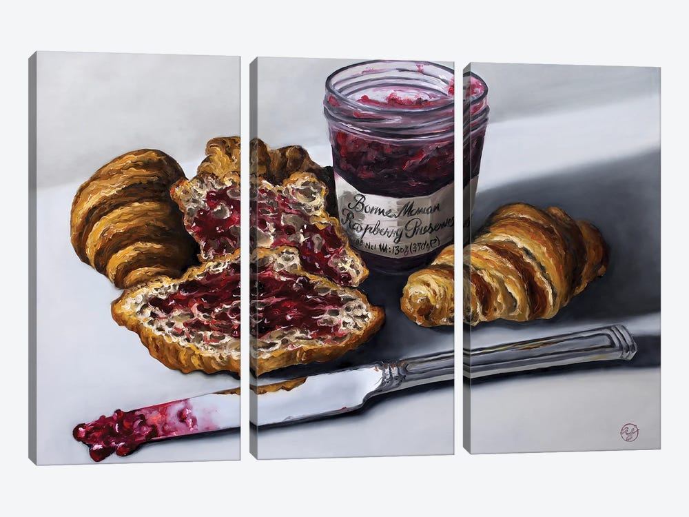 Croissant And Jam by Abra Johnson 3-piece Canvas Artwork