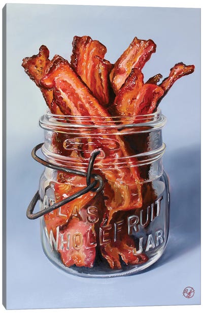 Bacon Me Crazy Canvas Art Print - Abra Johnson