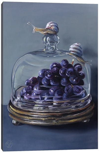 Snail Snack Canvas Art Print - Grape Art