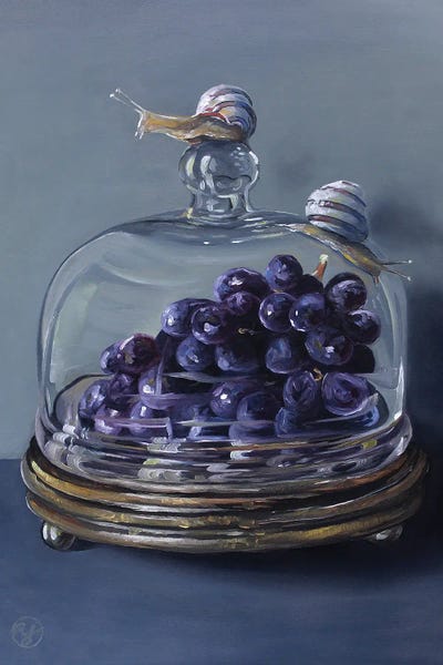 Hyperrealism Paintings: Snail Snack by Abra Johnson