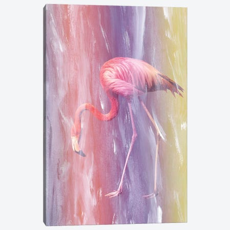 Flamingo In The Colored Rain I Canvas Print #ABM109} by Anita's & Bella's Art Canvas Art