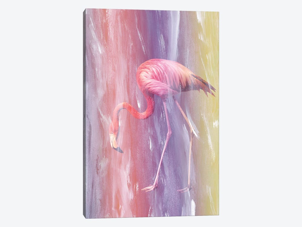 Flamingo In The Colored Rain I by Anita's & Bella's Art 1-piece Canvas Print