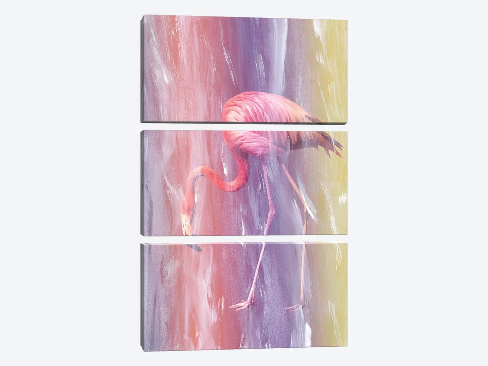 Flamingo In The Colored Rain I by Anita's & Bella's Art 3-piece Canvas Print