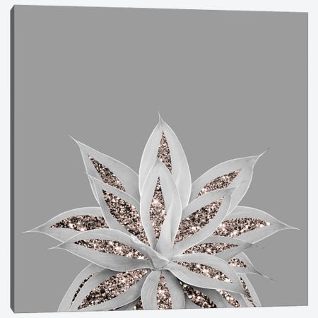 Gray Agave With Rose Gold Glitter I Canvas Print #ABM118} by Anita's & Bella's Art Canvas Art Print