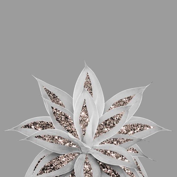 Gray Agave I With Rose Gold Glitter