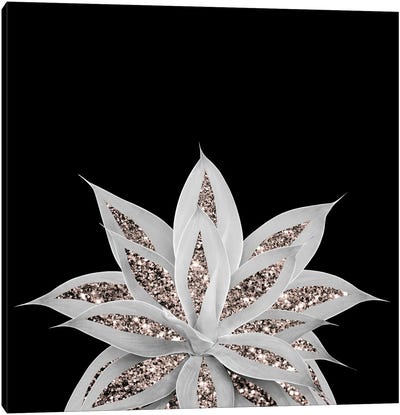 Gray Agave With Rose Gold Glitter II Canvas Art Print - Rose Gold Art