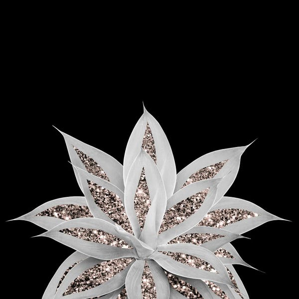 Gray Agave II With Rose Gold Glitter