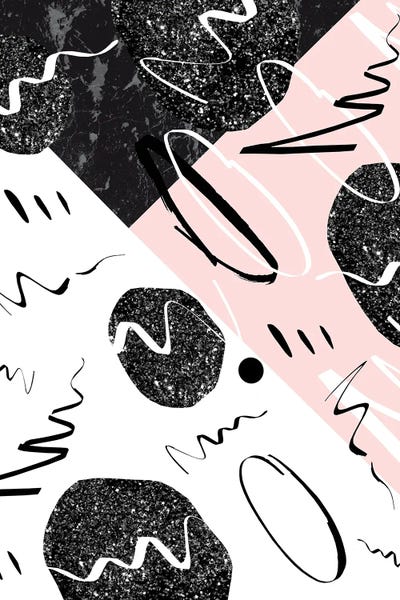 Gray Black Marble Blush White Abstract Glam I