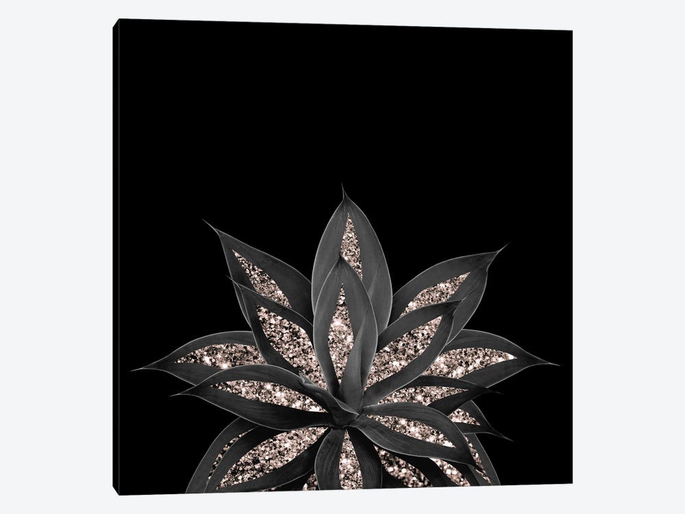 Gray Black Agave With Rose Gold Glitter I by Anita's & Bella's Art 1-piece Canvas Art Print