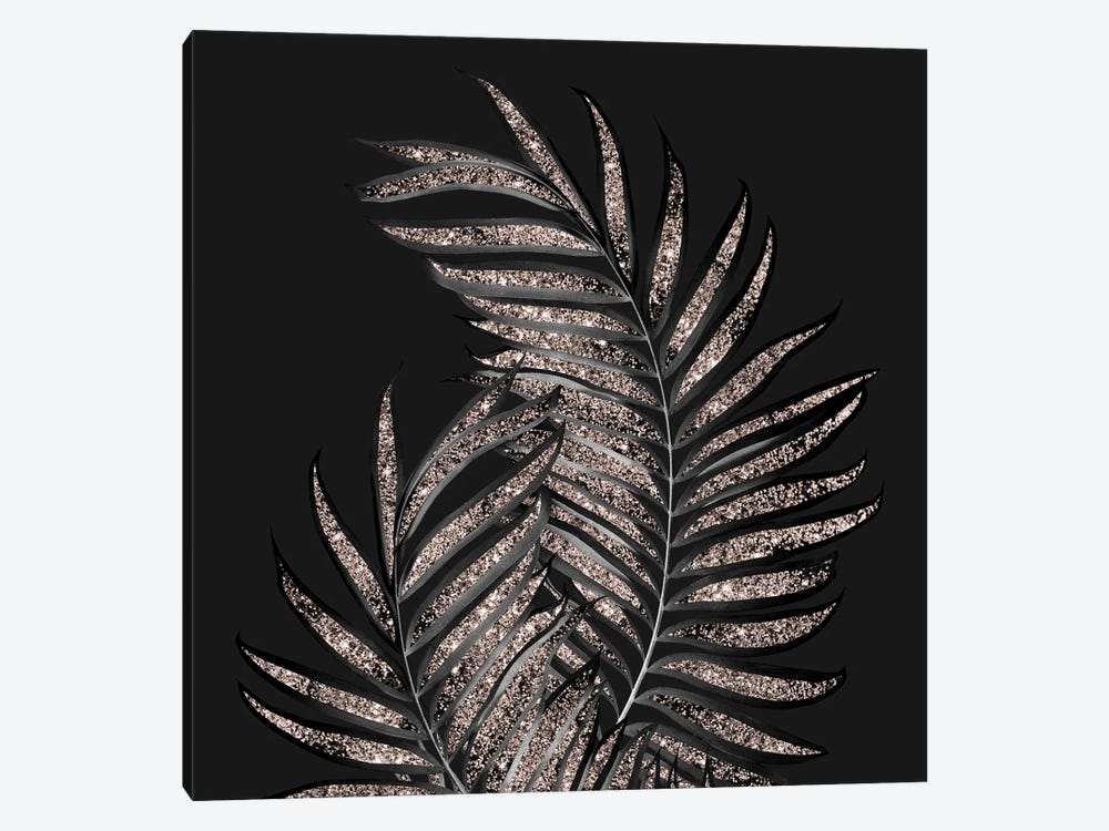 Gray Black Palm Leaves With Rose Gold Glitter IV by Anita's & Bella's Art 1-piece Canvas Art