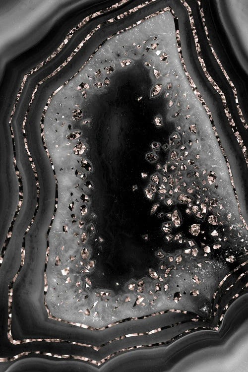 Agate Rose Gold Glitter Glam Night I by Anita's & Bella's Art wall art