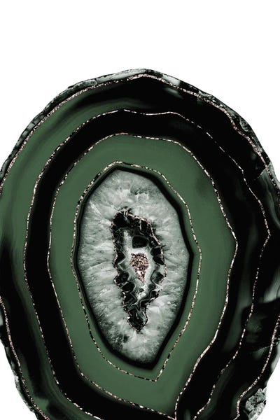 Agates, Geodes & Minerals: Green Black Agate With Gold Glitter I by Anita's & Bella's Art