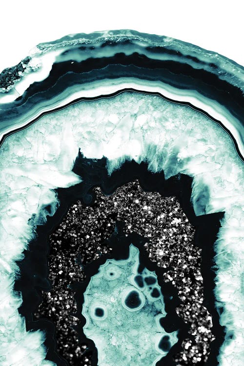 Icy Blue Agate With Black Glitter I