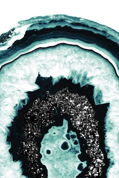 Agates, Geodes & Minerals: Icy Blue Agate With Black Glitter I by Anita's & Bella's Art
