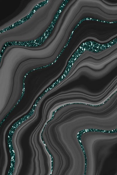 Liquid Black Gray White Agate Glitter Dream III by Anita's & Bella's Art framed wall art