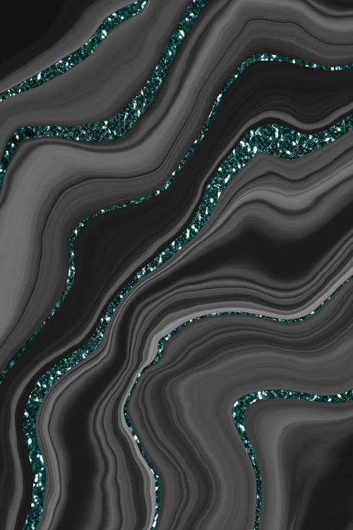 Liquid Black Gray White Agate Glitter Dream III