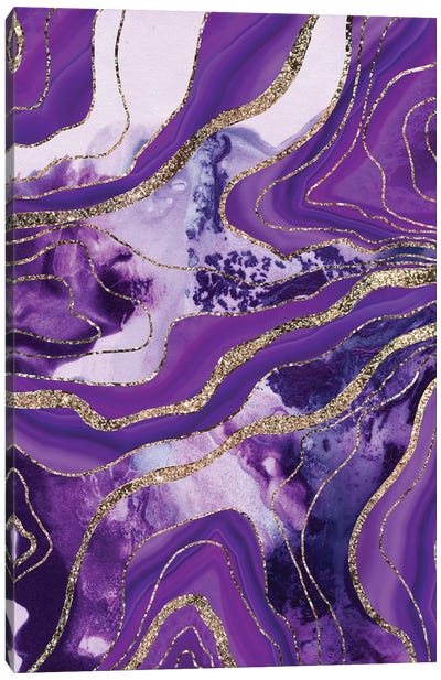 Liquid Marble Agate Glitter Glam IV Canvas Art Print - Agate, Geode & Mineral Art