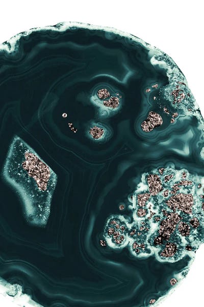 Agates, Geodes & Minerals: Malachite With Rose Gold Glitter I by Anita's & Bella's Art