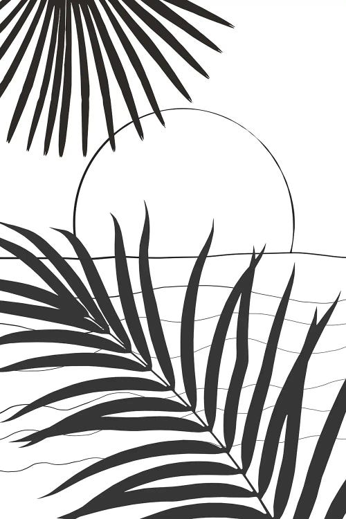 Minimal Ocean Sunset Line Art Abstract I