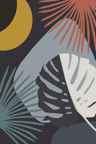 Minimal Yin Yang Monstera Fan Palm Night Finesse I