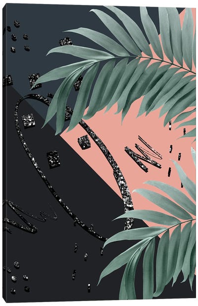 Night Palms Cali Vibes Abstract Glitter Glam III Canvas Art Print - Plant Mom