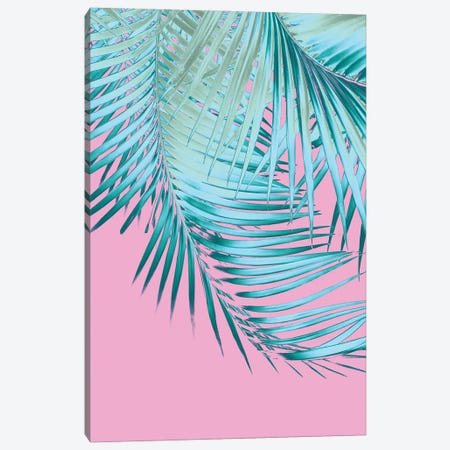 Palm Leaves Pink Blue Vibes I Canvas Print #ABM186} by Anita's & Bella's Art Canvas Art Print