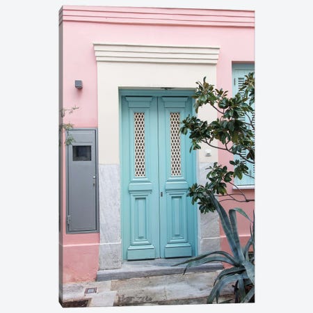Pink House In Athens I Canvas Print #ABM204} by Anita's & Bella's Art Canvas Wall Art