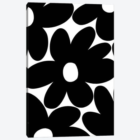 Retro Daisy Flowers In Black White I Canvas Print #ABM208} by Anita's & Bella's Art Art Print