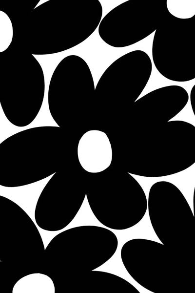Black & White Minimalist Décor: Retro Daisy Flowers In Black White I by Anita's & Bella's Art