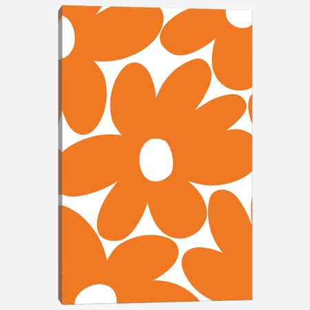 Retro Daisy Flowers In Orange I Canvas Print #ABM209} by Anita's & Bella's Art Canvas Art Print
