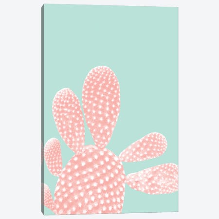 Apricot Blush Cactus On Mint Summer Dream I Canvas Print #ABM20} by Anita's & Bella's Art Canvas Print