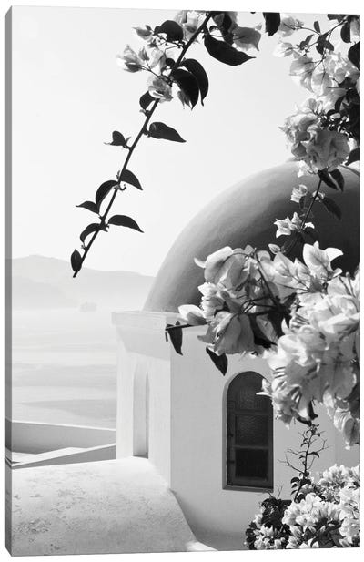 Santorini Oia Black White III Canvas Art Print - Mediterranean Décor