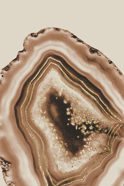 Agates, Geodes & Minerals: Soft Brown Agate Gold Foil Glam I by Anita's & Bella's Art