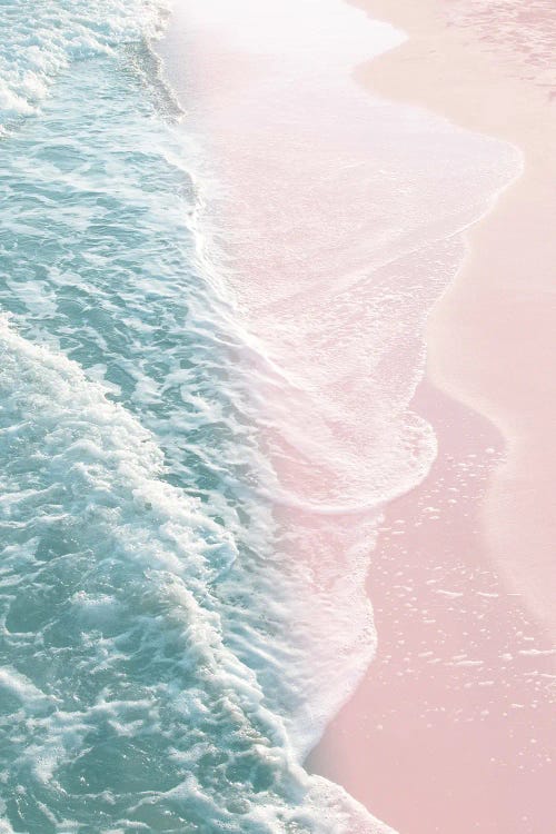 Soft Teal Blush Ocean Dream Waves I Mirrored