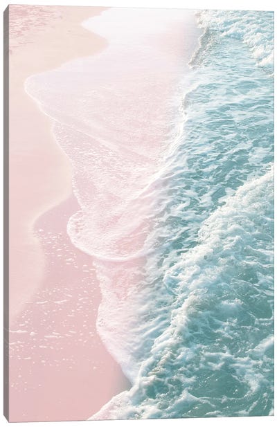 Soft Teal Blush Ocean Dream Waves I Canvas Art Print - Water Art