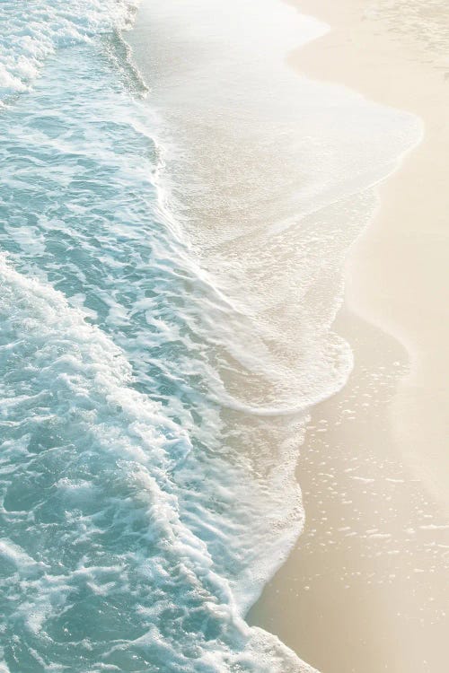 Ocean Dream Waves I Mirrored Soft Teal Gold