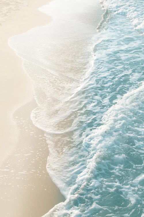 Soft Teal Gold Ocean Dream Waves I