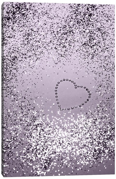 Sparkling Lavender Lady Glitter Heart I Canvas Art Print - Heart Art