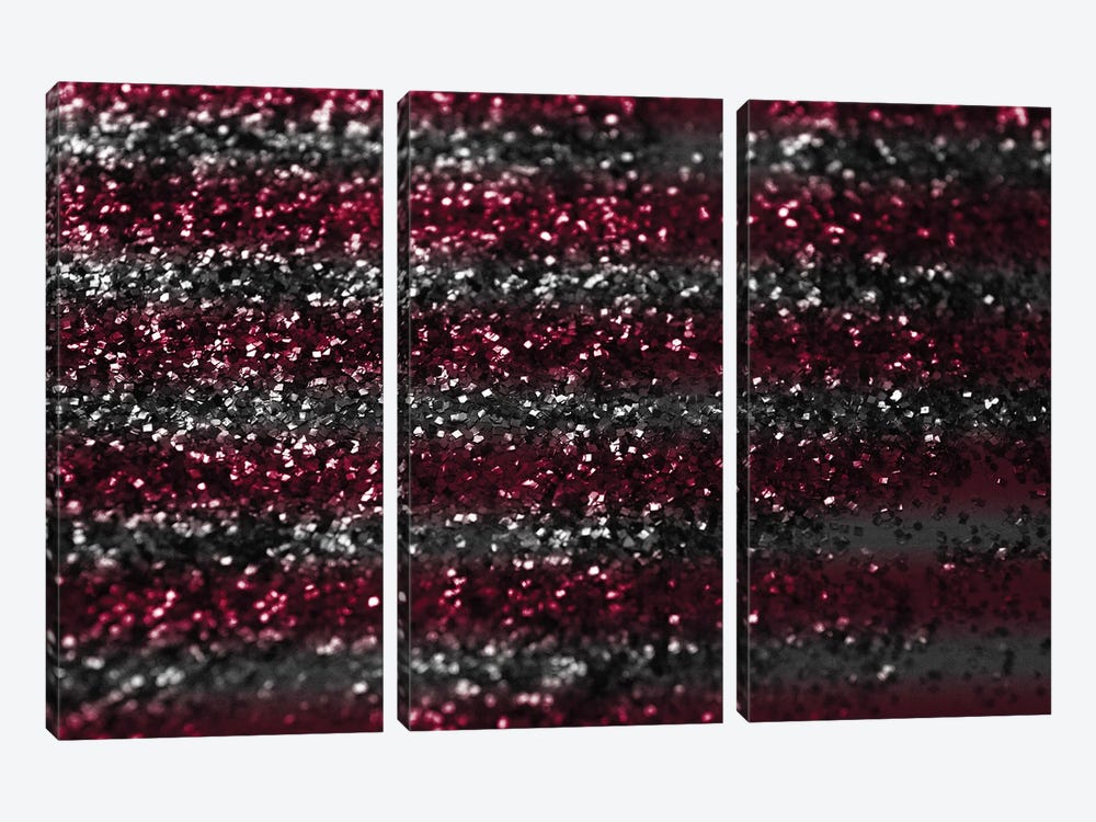 Sparkling Red Gray Lady Glitter Stripes I by Anita's & Bella's Art 3-piece Canvas Wall Art