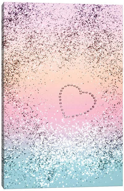 Summer Unicorn Girls Glitter Heart I Canvas Art Print - Anita's & Bella's Art